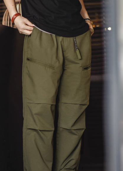 American Retro Double Pleated Parachute Cotton Drawstring Men's Trousers - Harmony Gallery