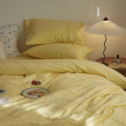 Nordic Rhombus Light Luxury Washed Cotton Four-Piece Bed Set - Harmony Gallery
