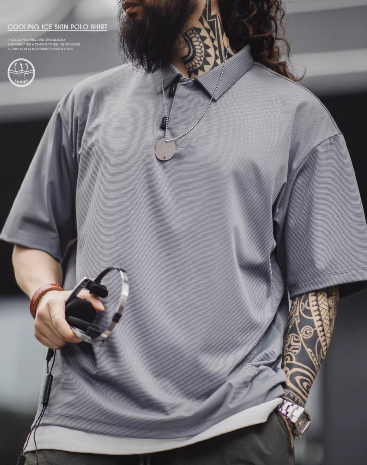American Technology Cool Polo Breathable Ice Silk Men's T-Shirt - Harmony Gallery
