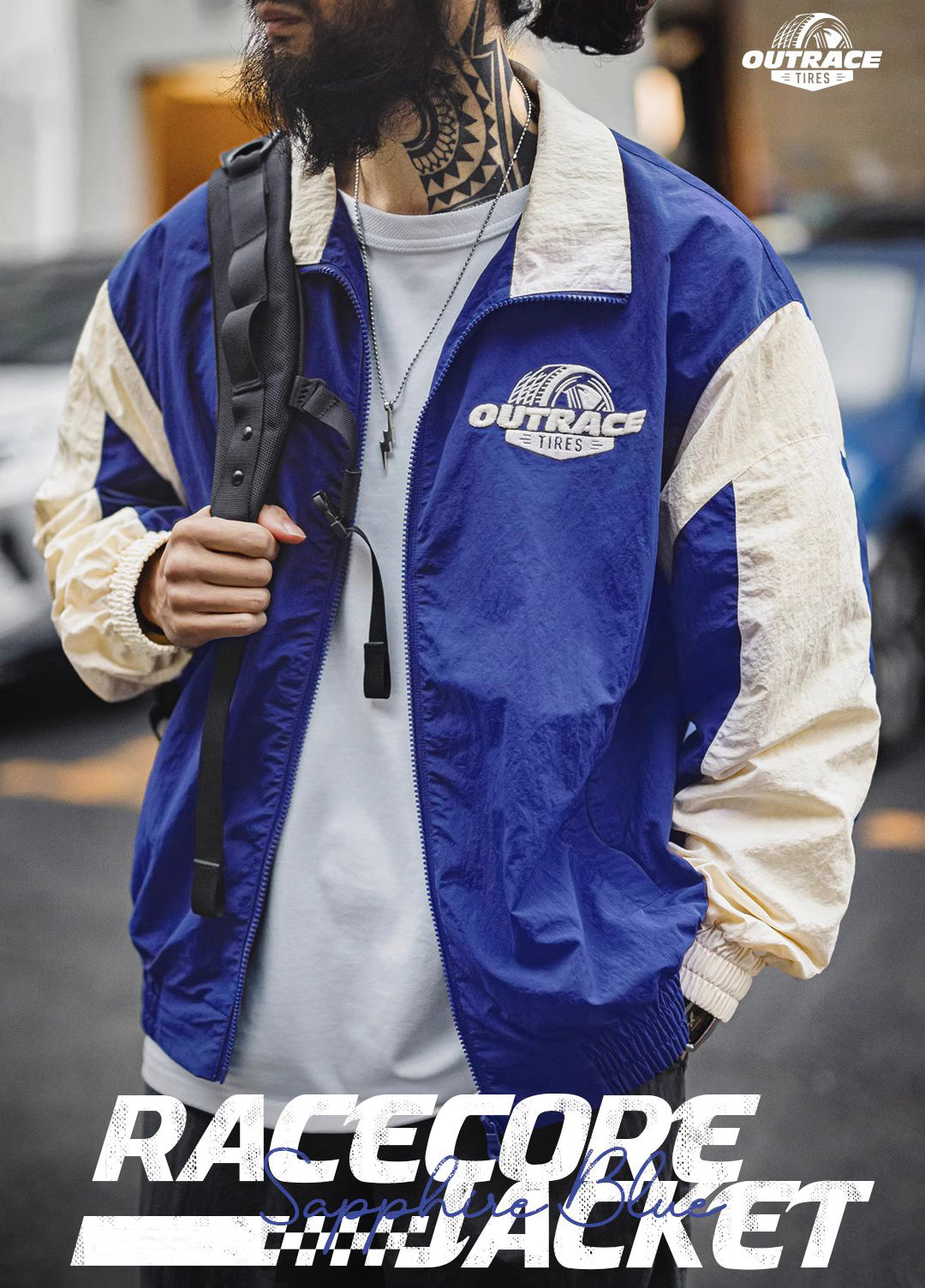American Retro Contrast Color Embroidery Wear-Resistant Motorcycle Men's Jacket - Harmony Gallery