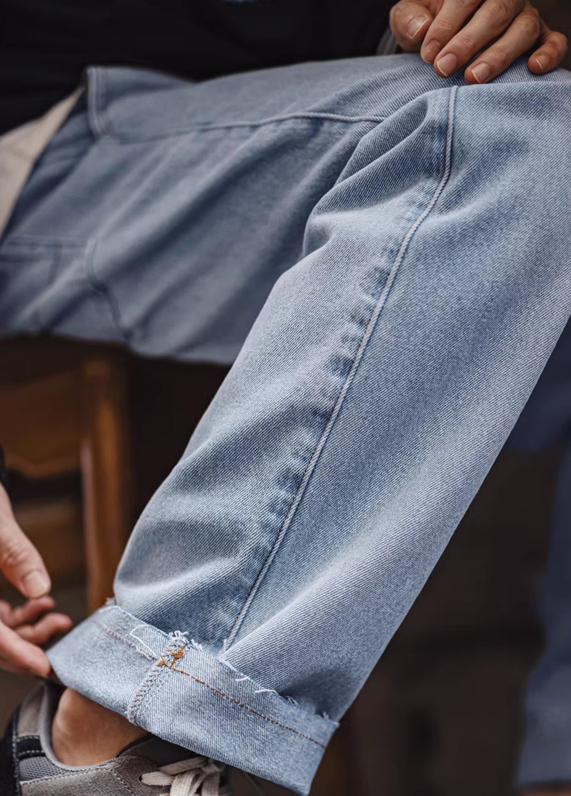 American Retro Workwear Washed Denim Pure Cotton Men's Jeans - Harmony Gallery
