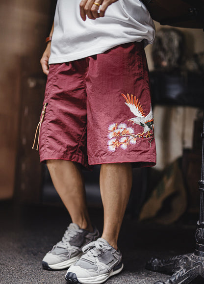 American Embroidered Loose Beach Thin Summer Daily Men's Shorts
