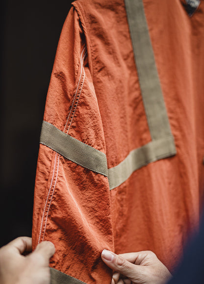 American Bright Line Bomber Pilot Thin Brick Red Baseball Men's Jacket