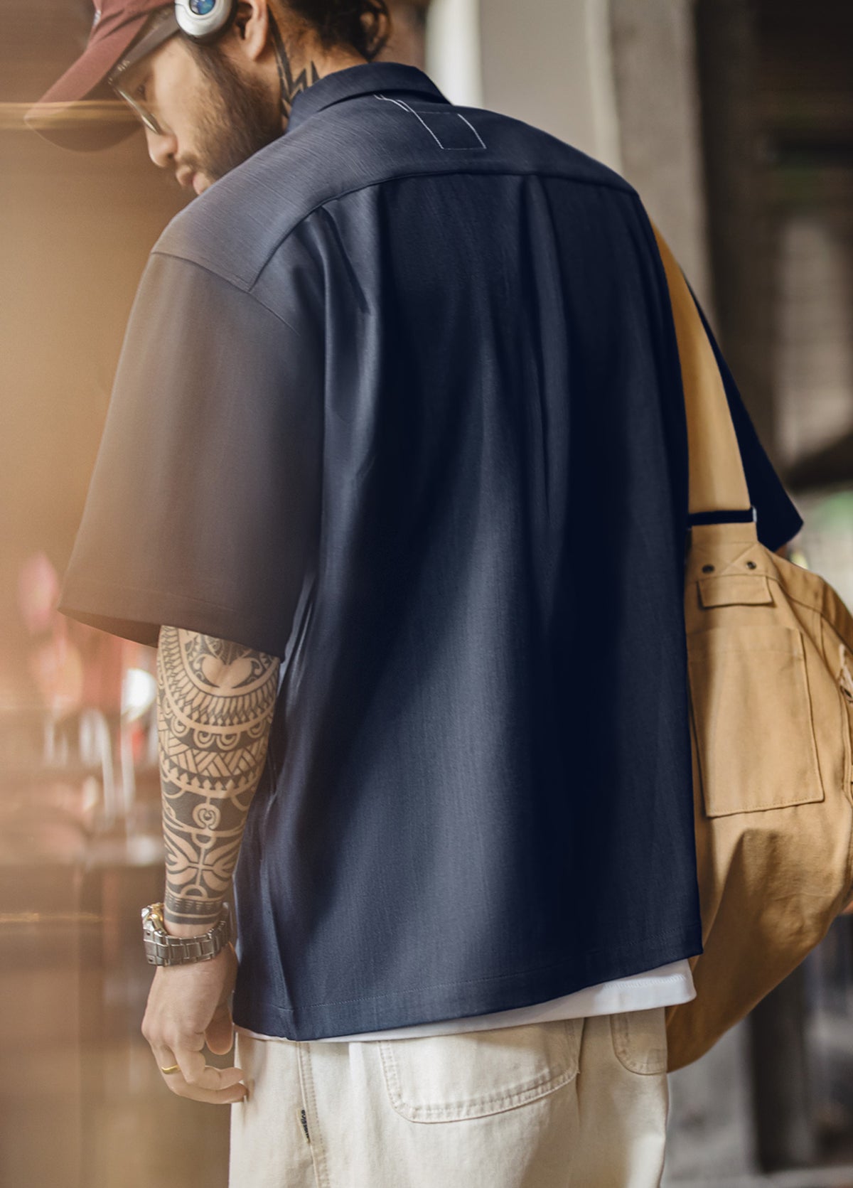 American Retro Collar Drape Clean Fit Short-Sleeved Daily Men's Shirt - Harmony Gallery