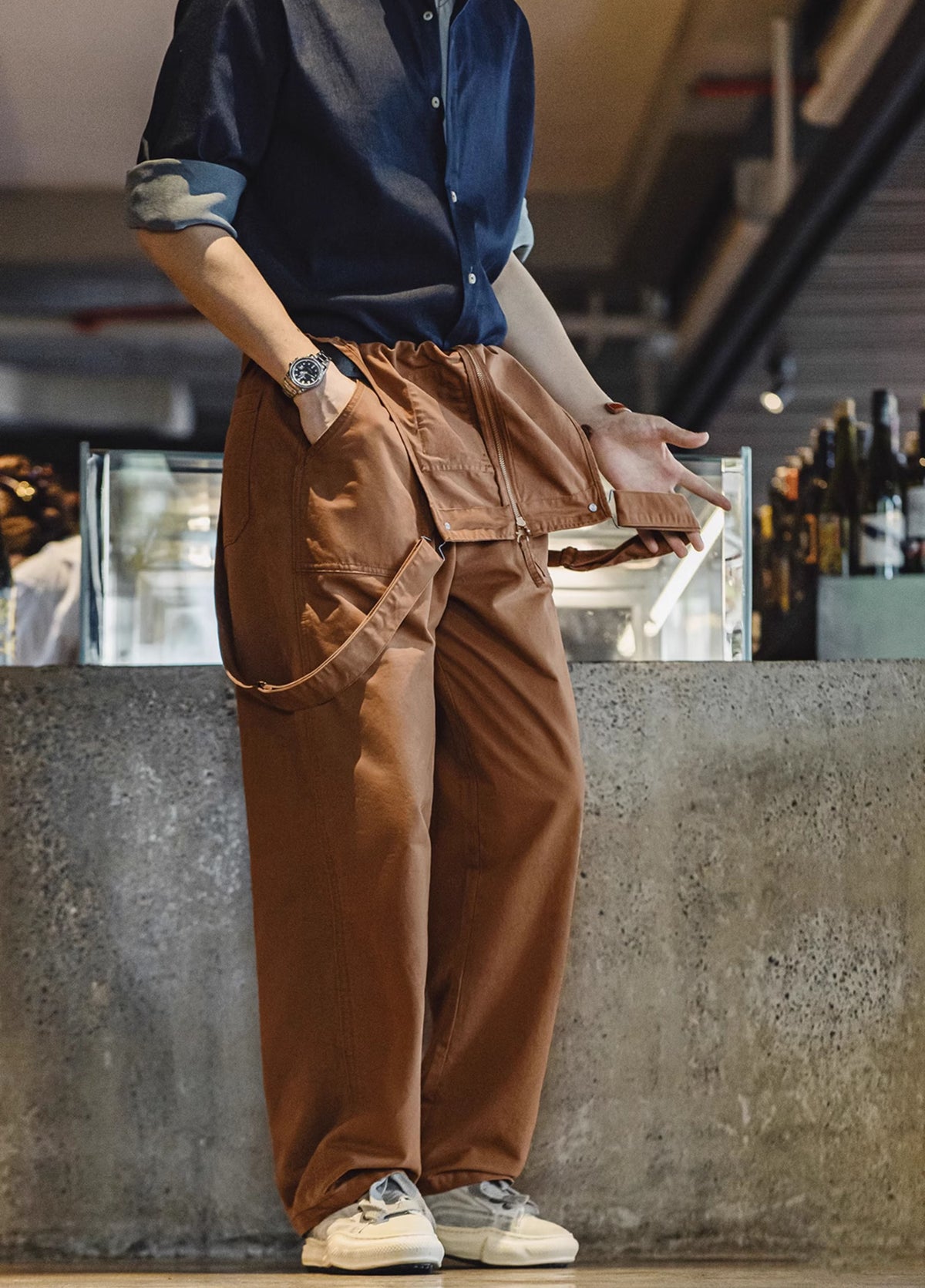 American Retro Navy Deck Suspenders Casual Jumpsuit Men's Overalls - Harmony Gallery