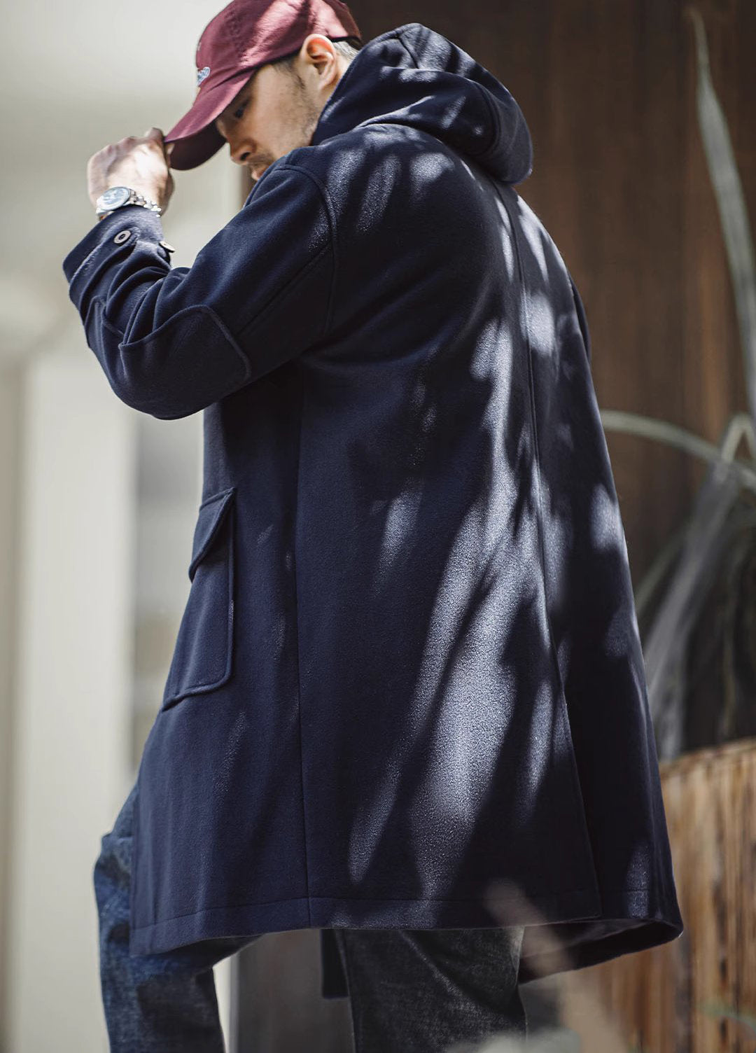 American Retro Horn Button Woolen College Long Coat Men's Jacket - Harmony Gallery