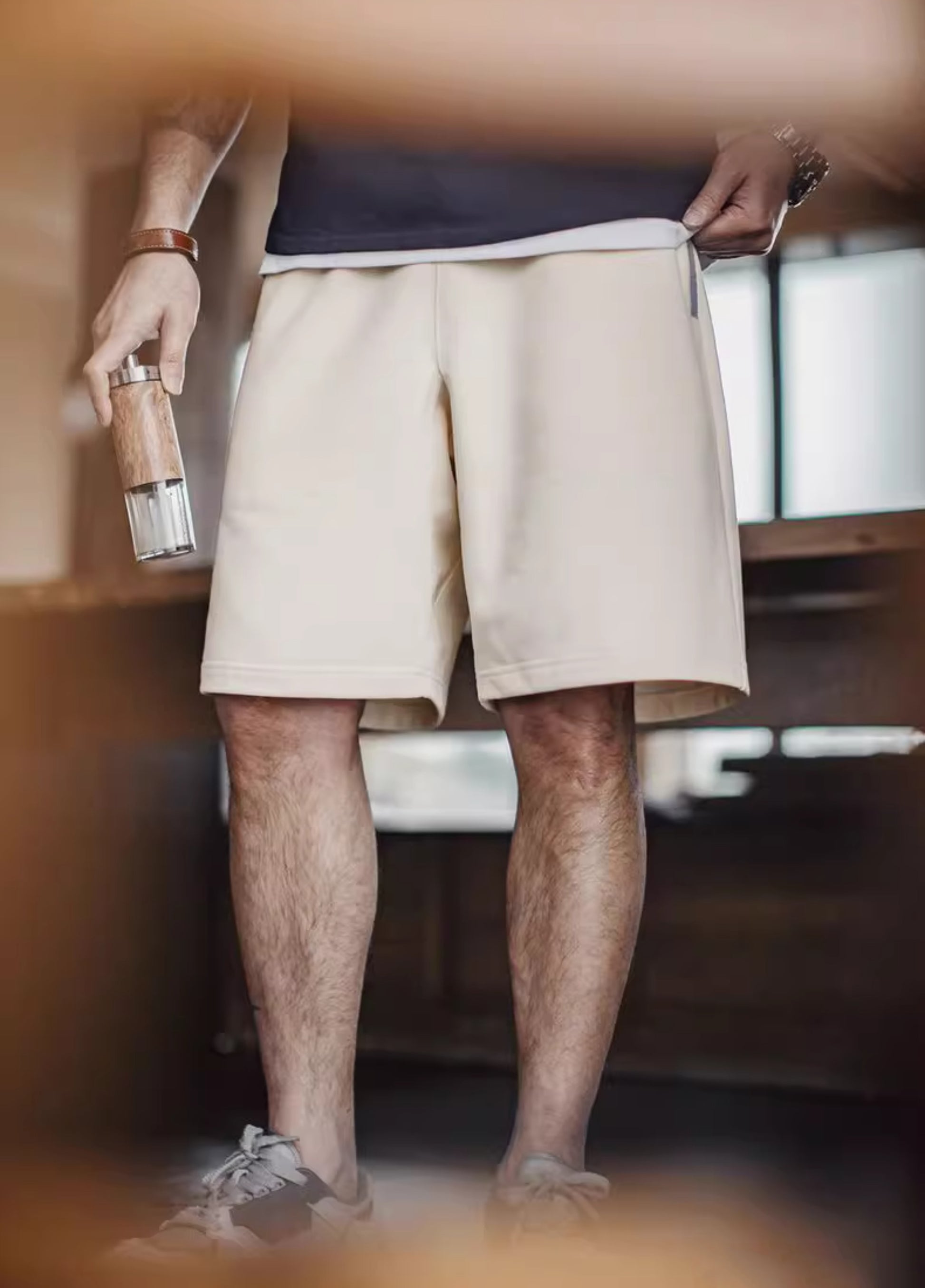 American Casual Heavy Cotton Loose Straight Thread Waist Men's Shorts - Harmony Gallery