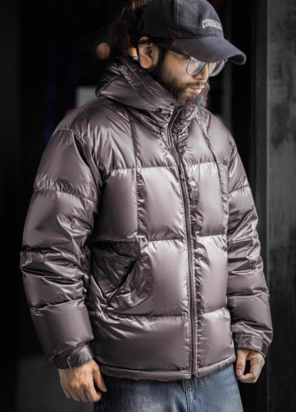 American Shiny 90 White Duck Down Thick Warm Stand Collar Bread Men's Jacket - Harmony Gallery
