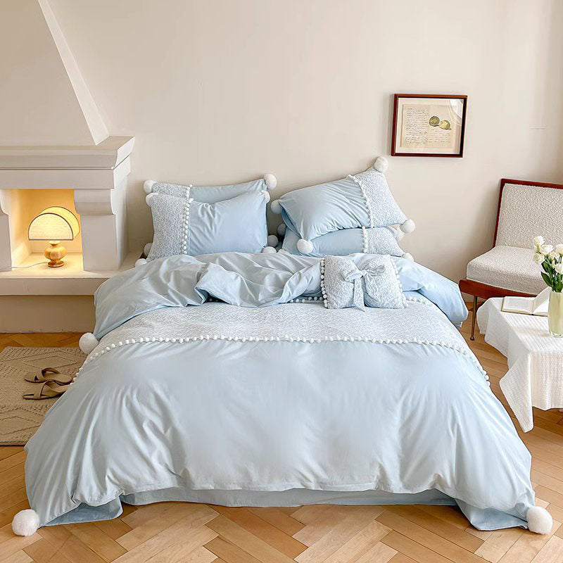 French Princess Pure Cotton Quilt Lace Four-Piece Bed Set - Harmony Gallery