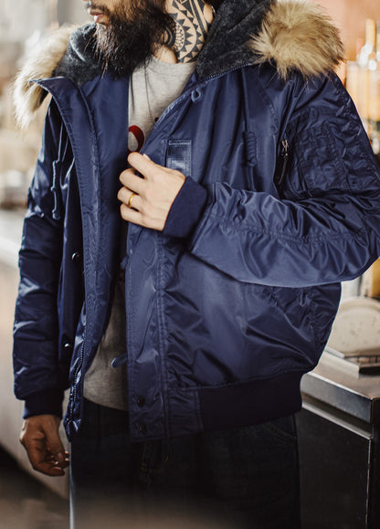 American Retro N2A Fur Collar Parka Blue Mountain Eagle Cotton Men's Jacket - Harmony Gallery