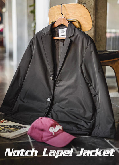 American Casual Flat Suit Jacket Cotton Black Thick Warm Men's Jacket - Harmony Gallery