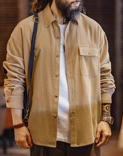American Retro Workwear Corduroy Stitching Pure Cotton Men's Shirt - Harmony Gallery