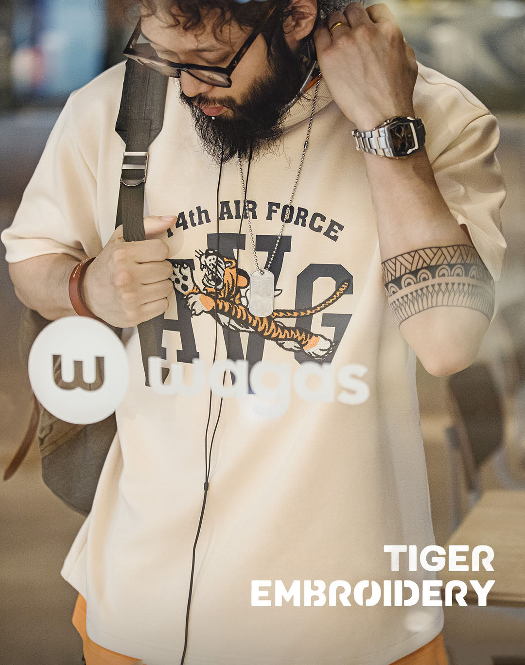 American Flying Tigers Embroidered Letter Printed Men's T-Shirt - Harmony Gallery