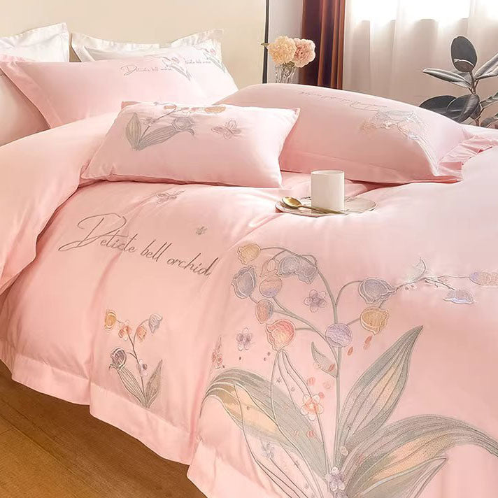 Nordic Light Luxury Princess Cotton Embroidered Four-Piece Bed Set - Harmony Gallery