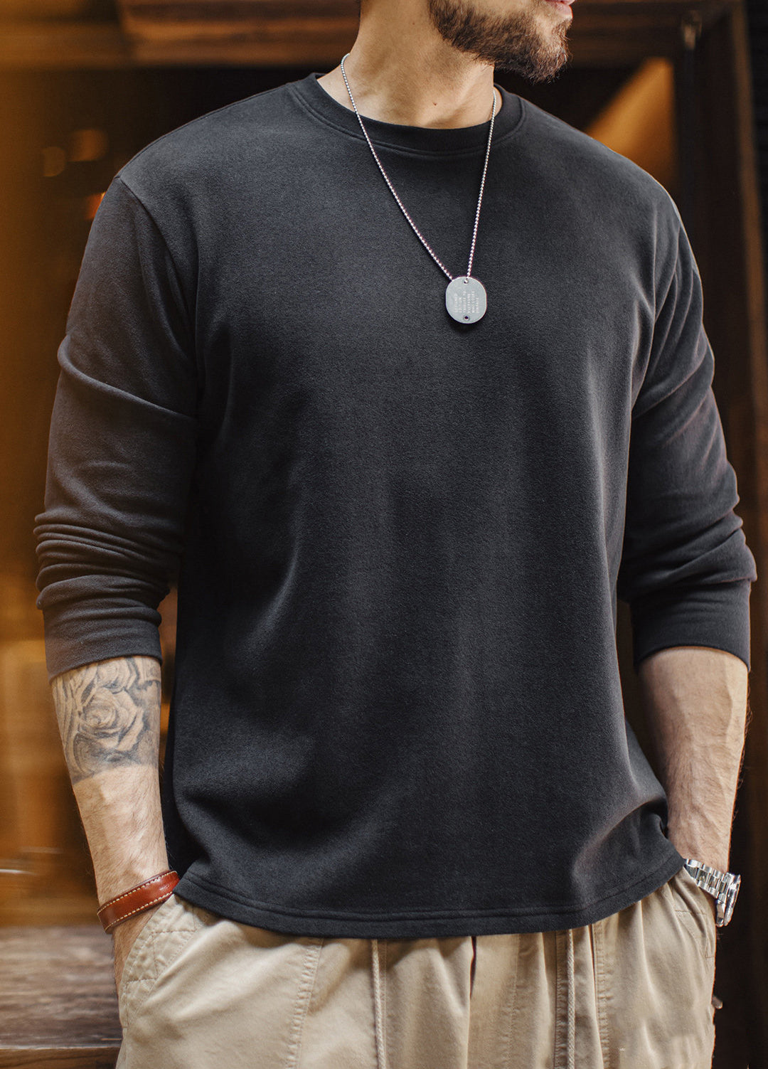 American Fleece-Lined Warm Top Layered Underneath Anti-static Men's Sweater - Harmony Gallery