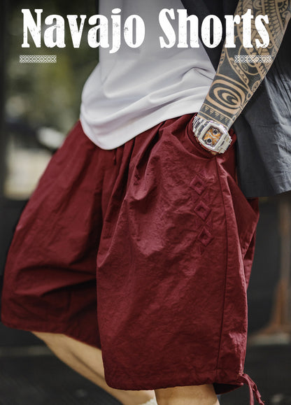 American Navajo Embroidered Loose Texture Beach Thin Men's Shorts - Harmony Gallery