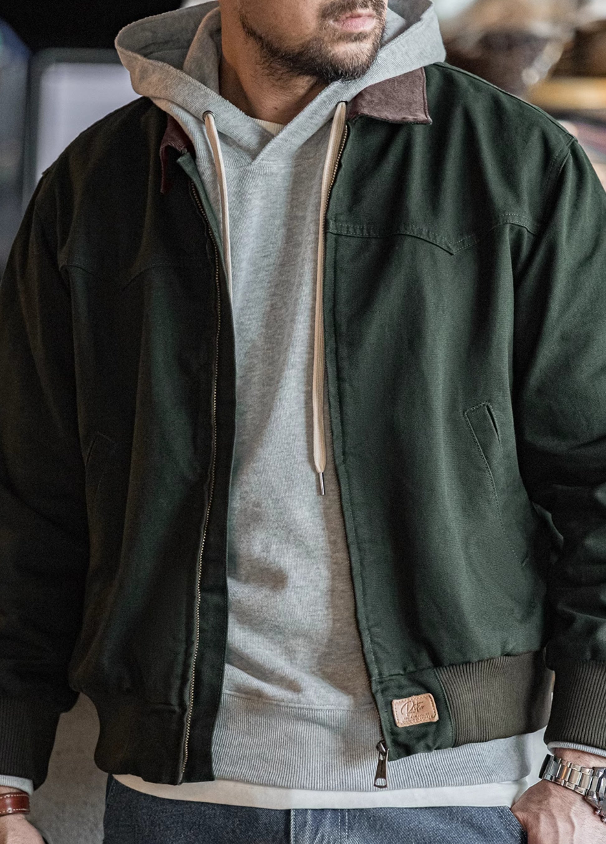 American Retro Heavy Canvas Washed Cotton Short  Men's Jacket - Harmony Gallery