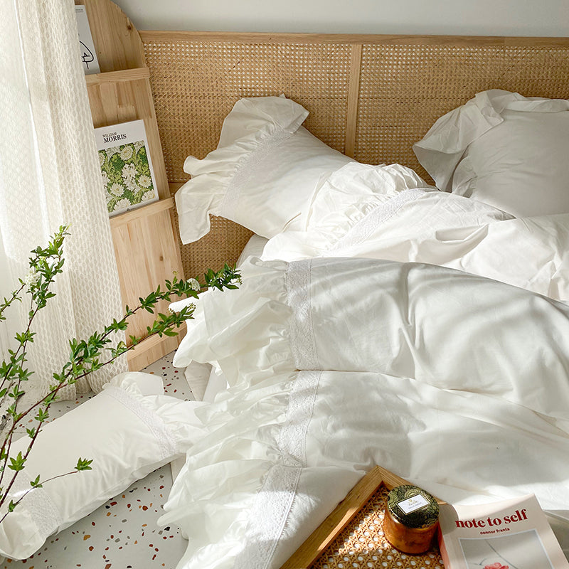 Princess Lotus Leaf Lace Soft Pure Cotton Washed Seven-Piece Bed Set - Harmony Gallery