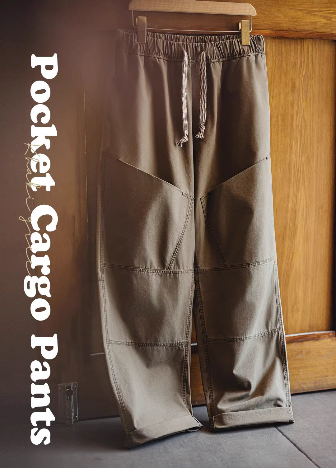 American Retro Large Pocket Vibe Loose Elastic Waist Men's Trousers - Harmony Gallery
