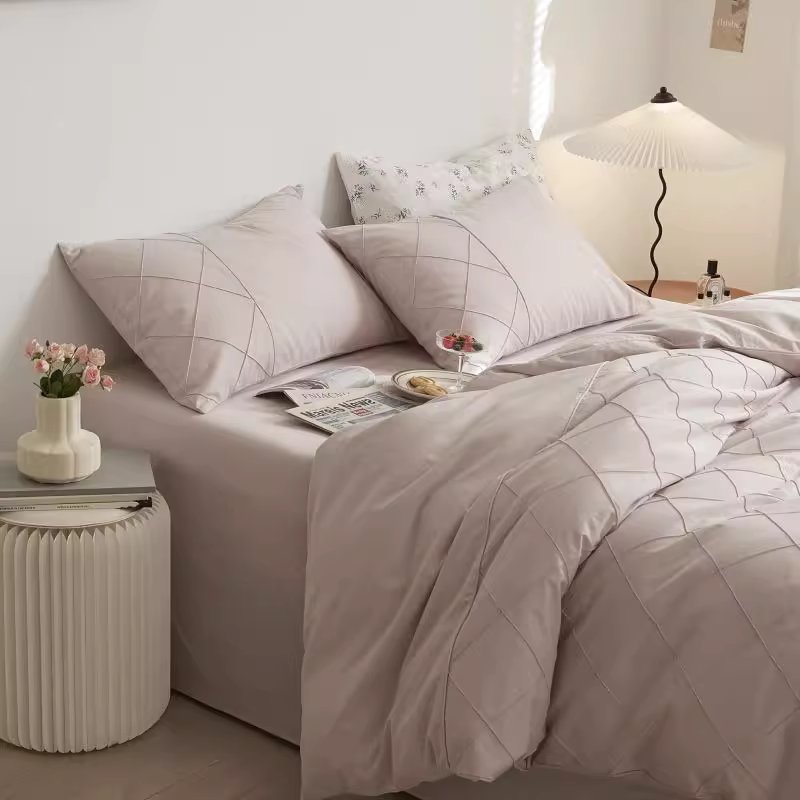 Nordic Rhombus Light Luxury Washed Cotton Four-Piece Bed Set - Harmony Gallery