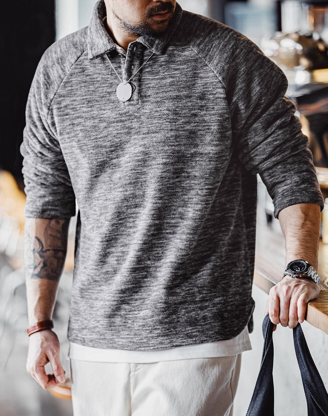American Polar Fleece Floral Raglan Sleeve Pullover Men's Sweater - Harmony Gallery