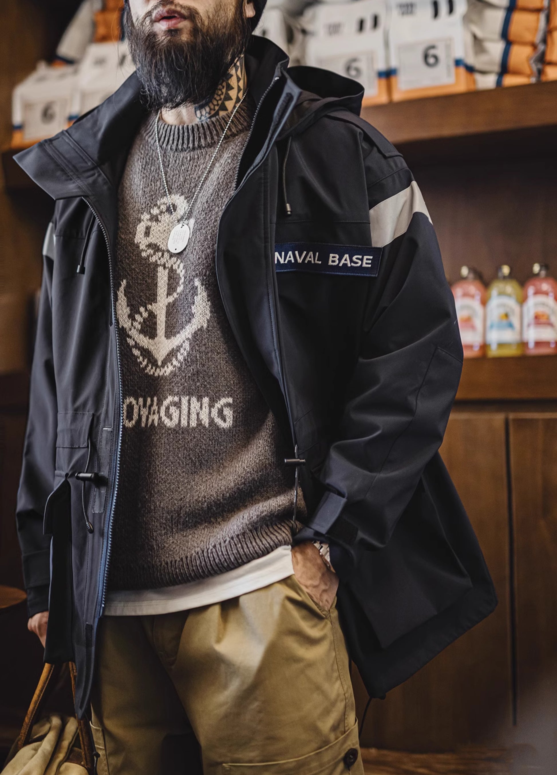 American Retro Navy Parka Windbreaker Windproof Men's Jacket - Harmony Gallery