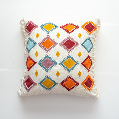 Vibrant Boho Fiesta Colorful Pom-Pom Embroidered Decorative Throw Pillows - Harmony Gallery