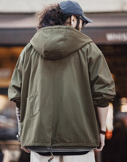 American Retro M51 Hooded Military Loose Cotton Fishtail Men's Jacket - Harmony Gallery