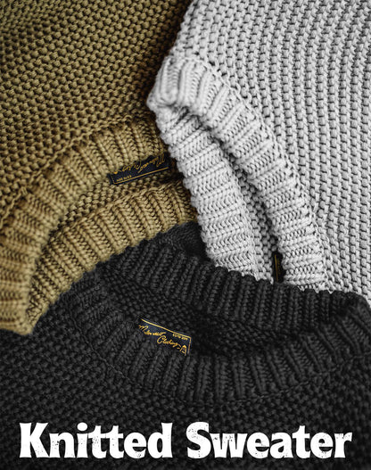 American Retro Heavy Texture Knitted Drop Shoulder Pullover Men's Sweater - Harmony Gallery