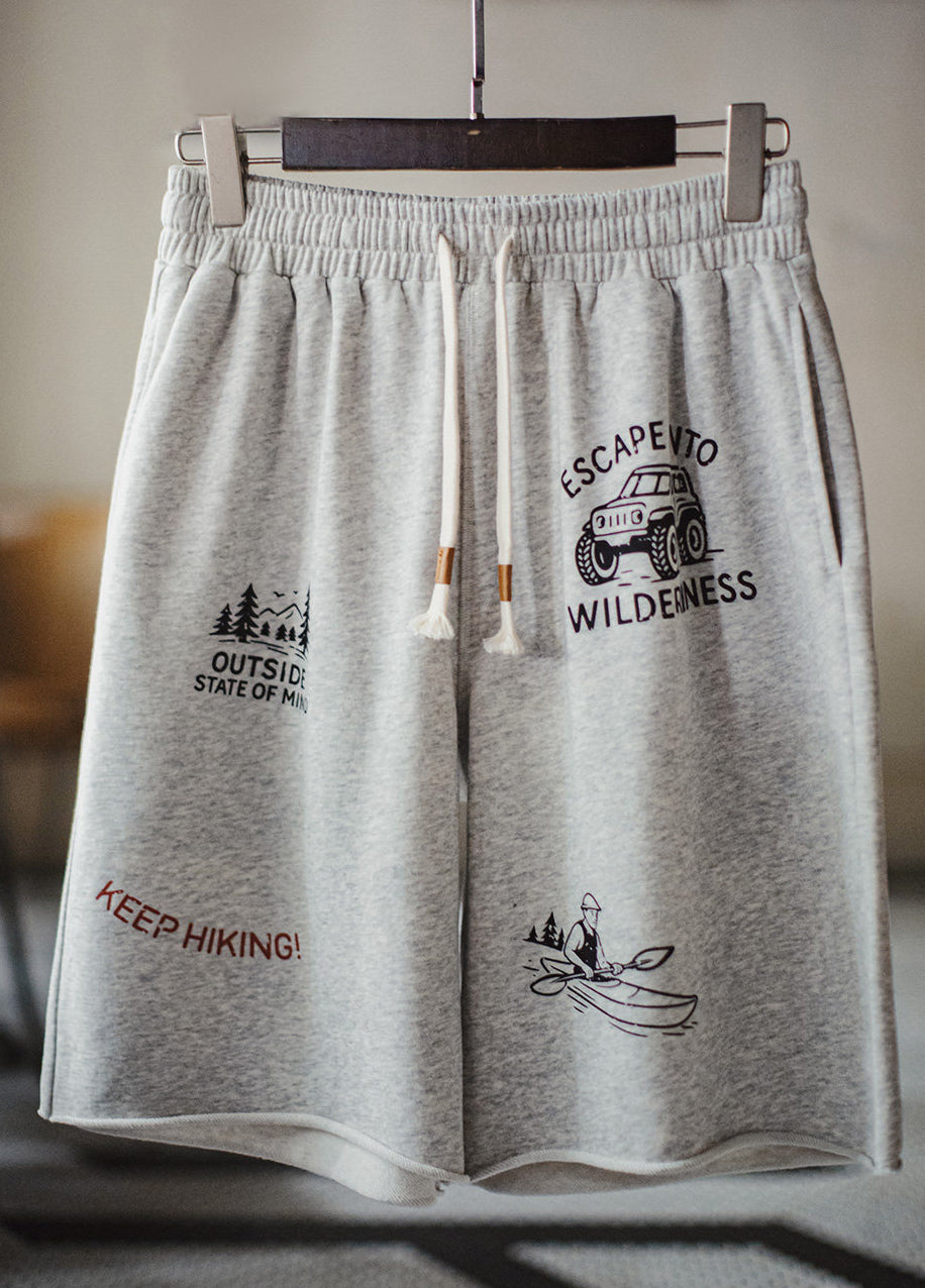 American Retro Terry Cloth Heavyweight Outerwear Sporty Men's Shorts