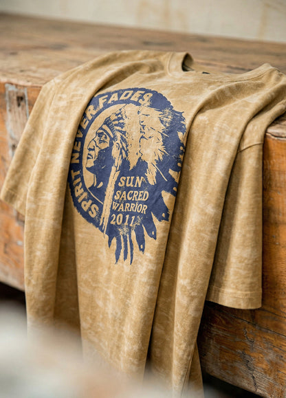 American Retro Batik Print  Distressed Wood Brown Daily Men's T-Shirt