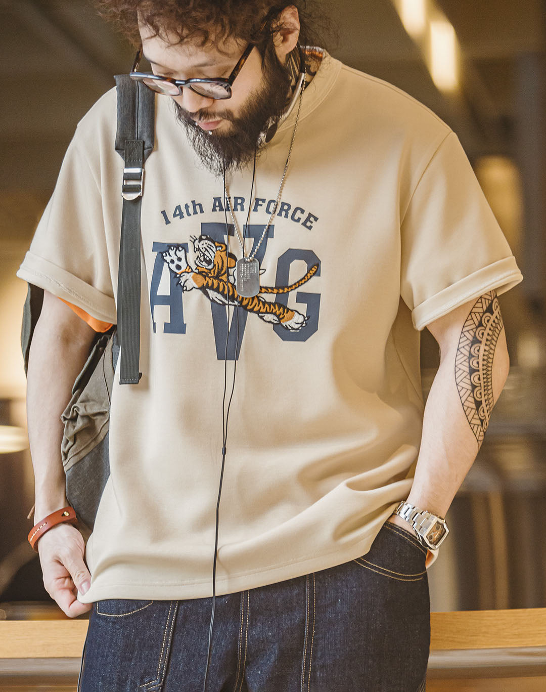 American Flying Tigers Embroidered Letter Printed Men's T-Shirt - Harmony Gallery