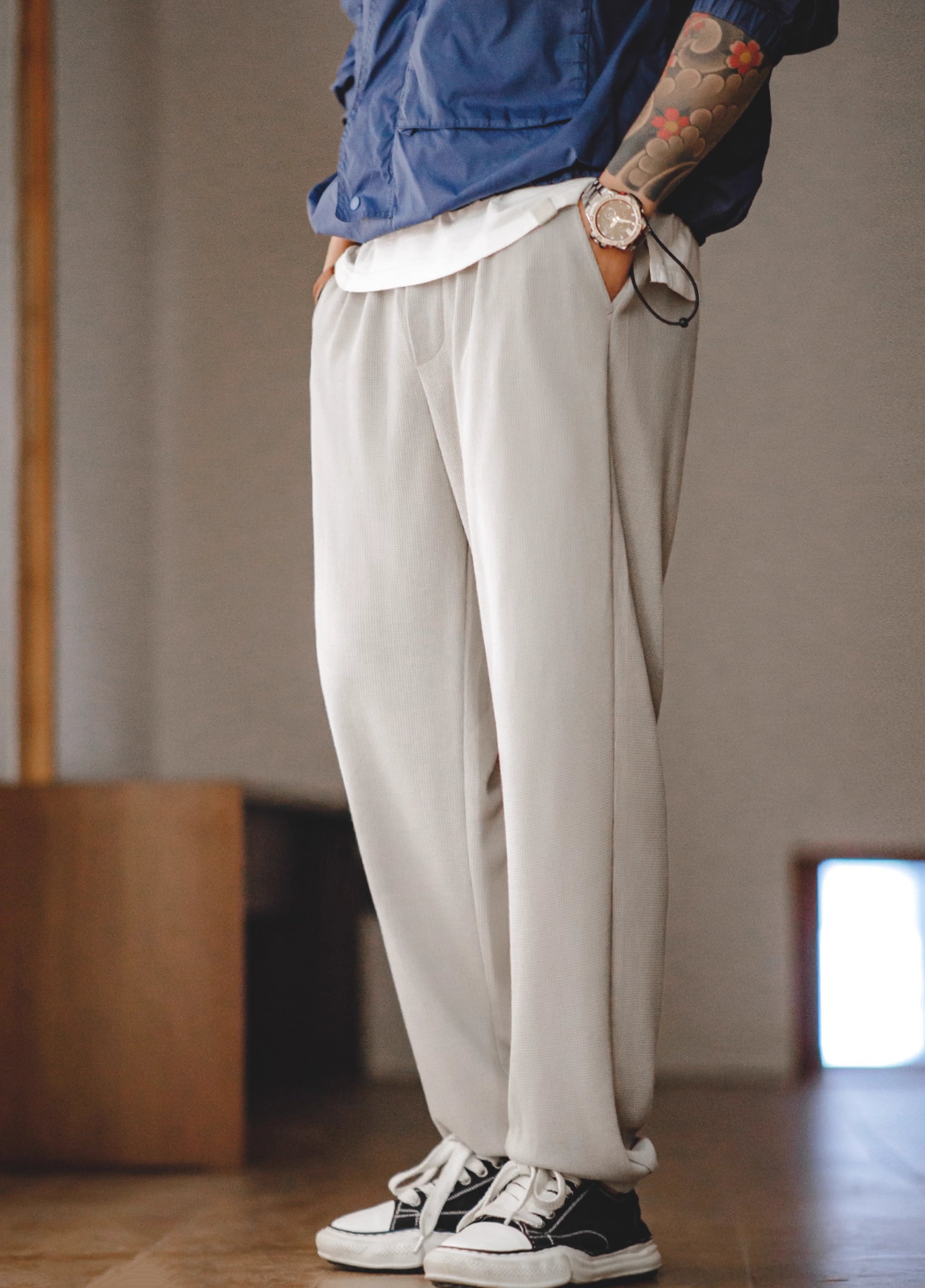 American Workwear Waffle Sweatpants Sports Drape Men's Trousers - Harmony Gallery