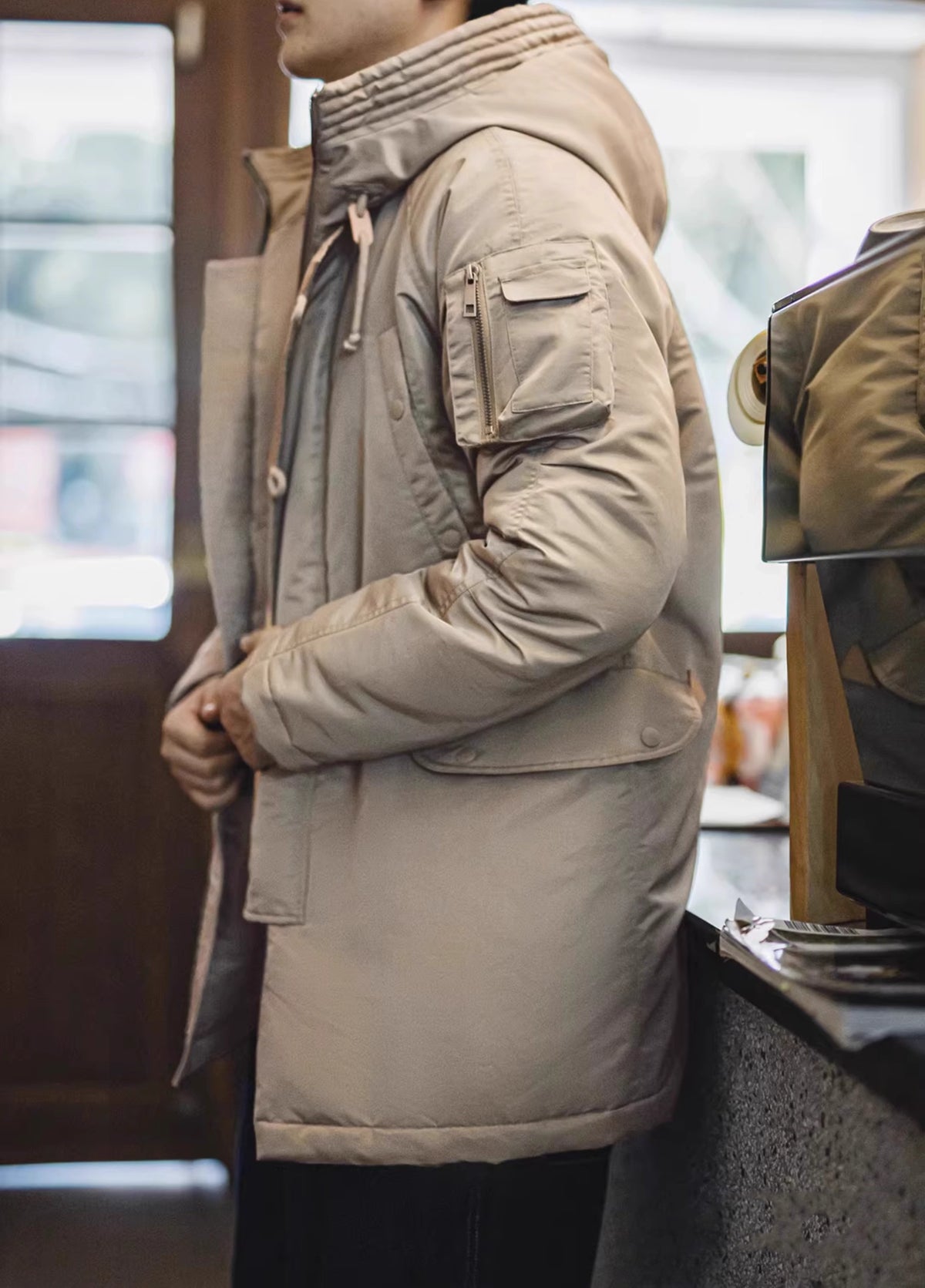American N3B Pilot Cotton Military Thickened Mid-Length Keep Warm Men's Jacket - Harmony Gallery