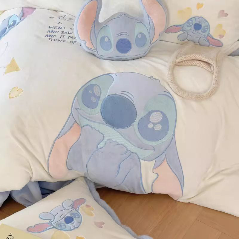 Disney Cute Stitch Washed Pure Cotton Four-piece Bed Set - Harmony Gallery