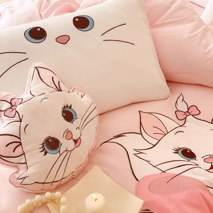 Disney Cartoon Mary Cat Pure Cotton Washed Four-piece Bed Set - Harmony Gallery