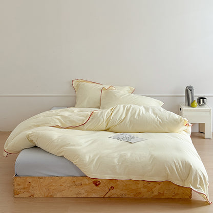 Nordic Solid Color Washed Four-Piece Pure Cotton Suitable For All Seasons Bed Set - Harmony Gallery