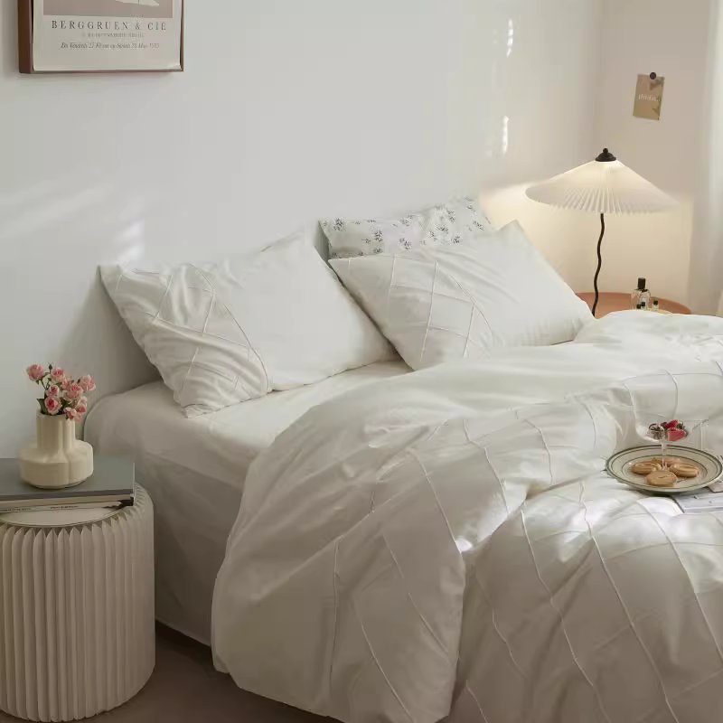 Nordic Rhombus Light Luxury Washed Cotton Four-Piece Bed Set - Harmony Gallery