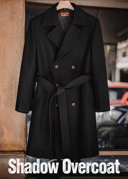 American Old Money Flat-Collar Blazer Trench Mid-Length Belt Thick Men's Coat