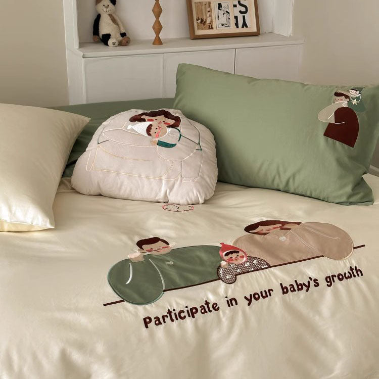 Family Wash And Brush Pure Cotton Four-Piece Bed Set - Harmony Gallery