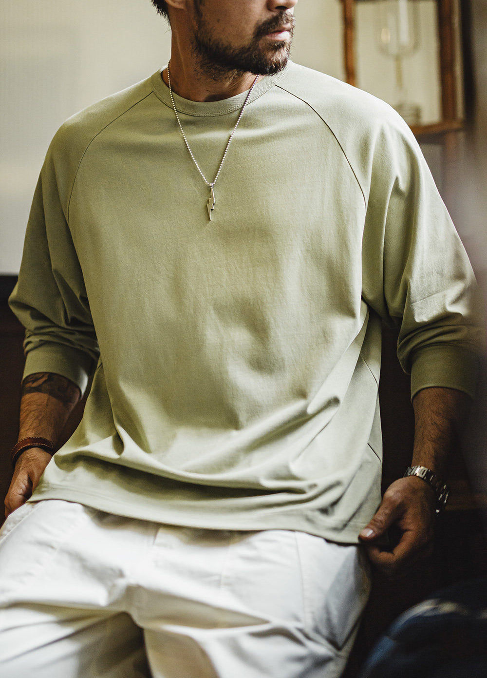 American Vintage White High-Quality Basic Inner Layer Men's Sweater