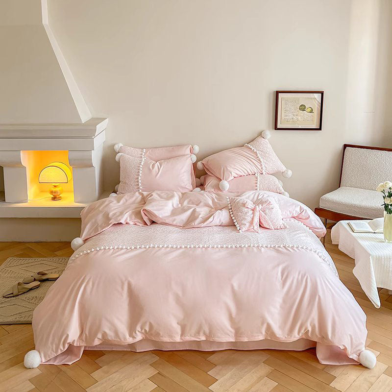French Princess Pure Cotton Quilt Lace Four-Piece Bed Set - Harmony Gallery