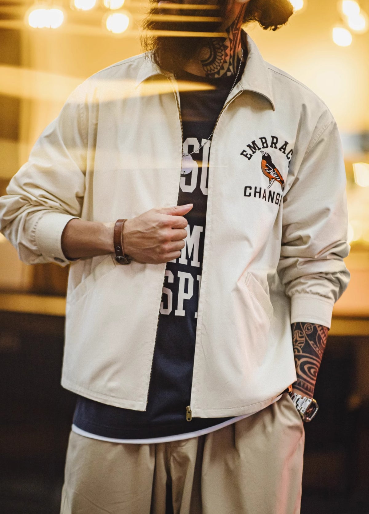American Retro Embroidered Coach Coat Silhouette Spring Men's Jacket - Harmony Gallery