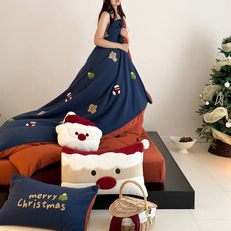 Christmas Winter Thickened Faux Cashmere Four-Piece Warm Fleece Bed Set - Harmony Gallery