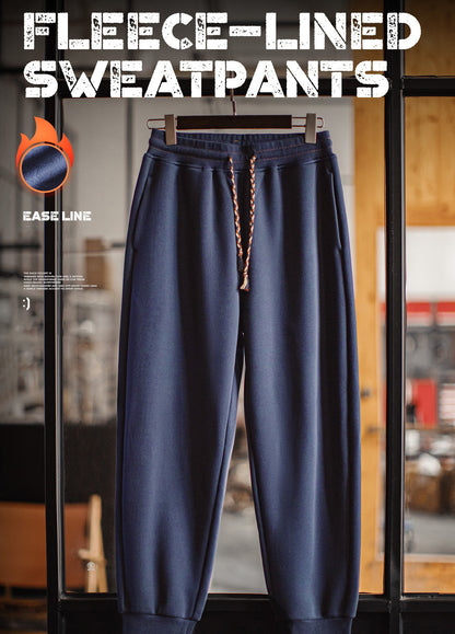 American Jogger Sweatpants Fleece Thickened Warm Drawstring Men's Trousers