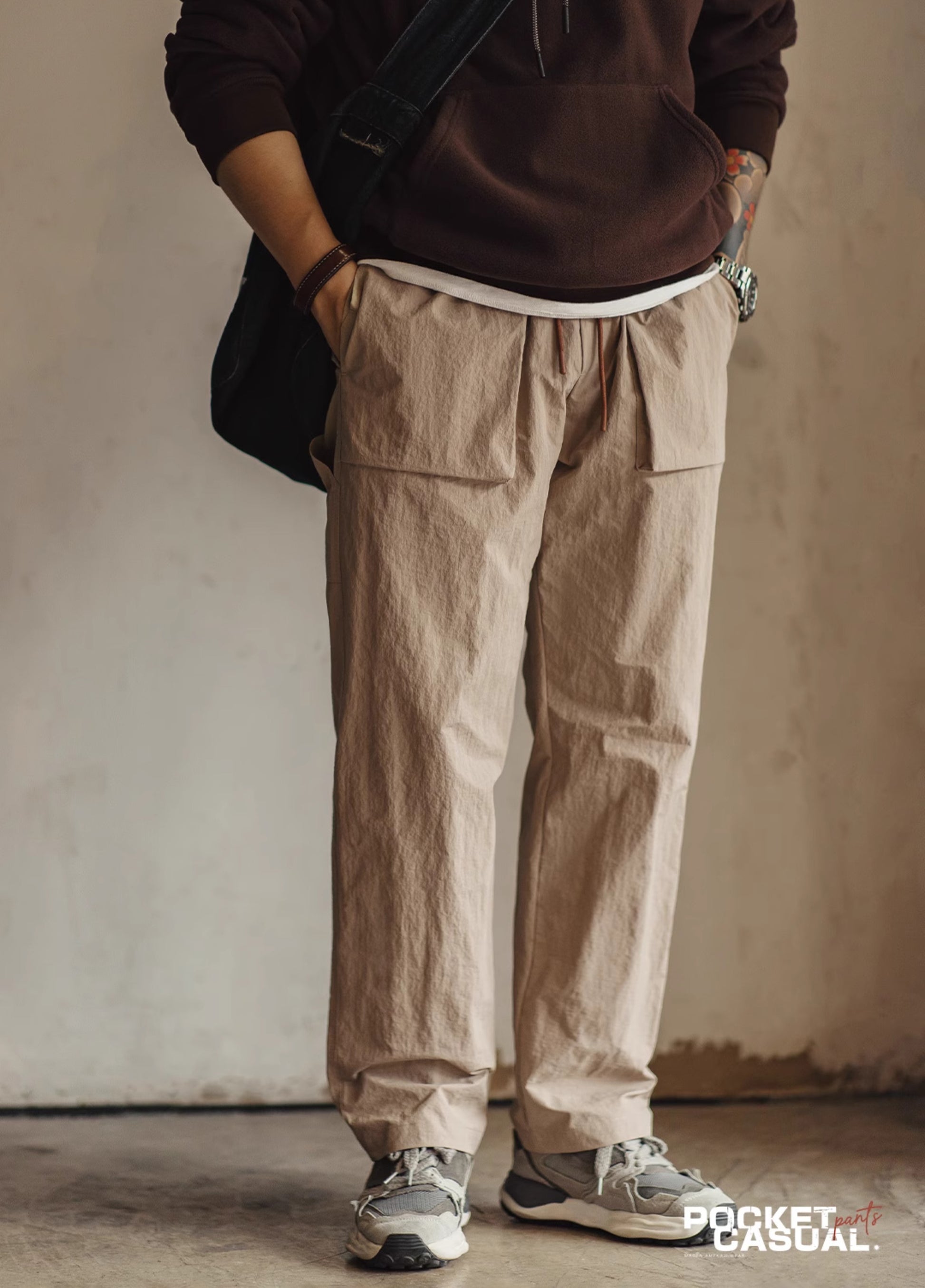 American Retro Multi-Pocket Texture Elastic Waist Thin Men's Trousers - Harmony Gallery
