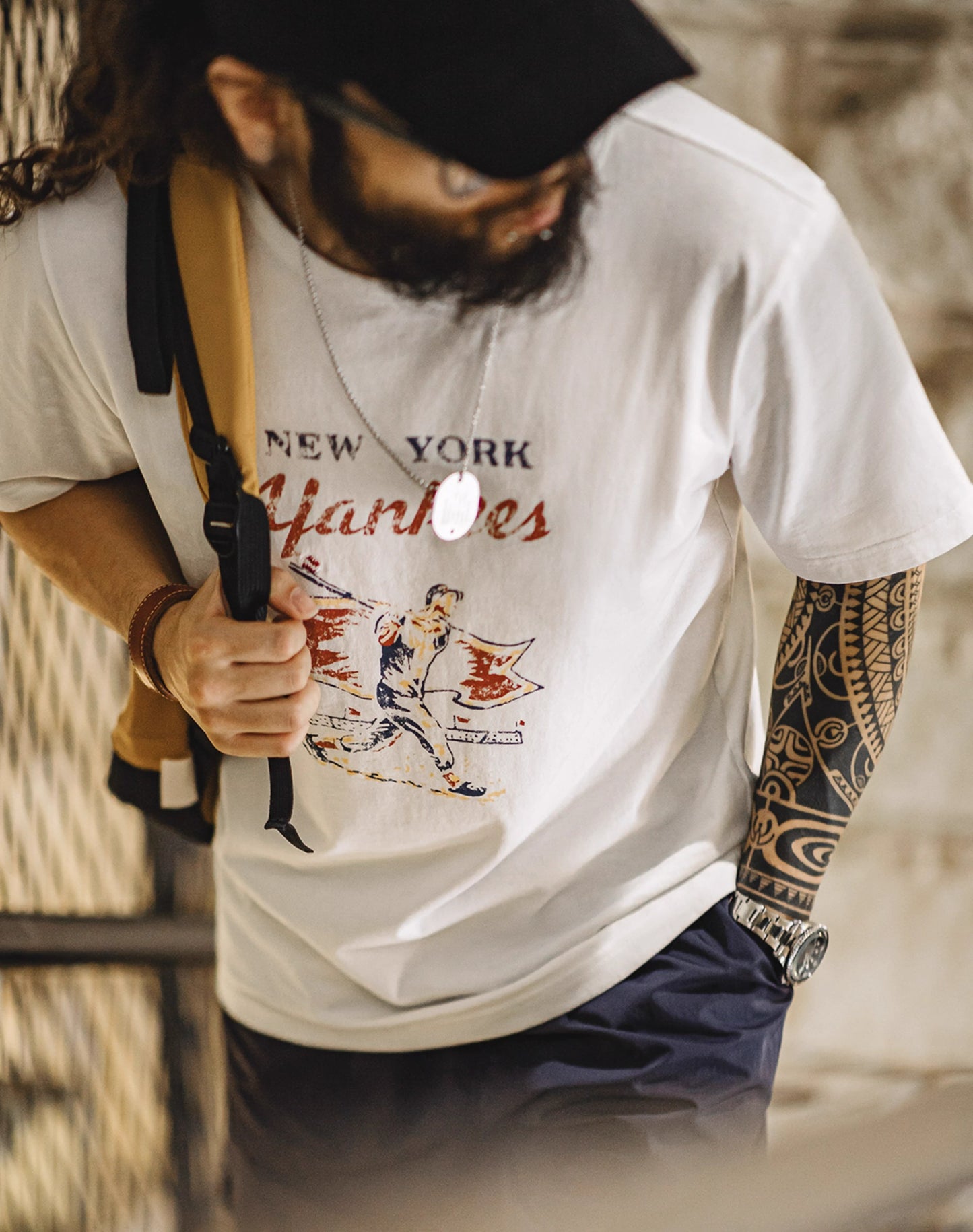 American Retro Baseball Letters Printed Cotton Bottoming Men's T-Shirt - Harmony Gallery