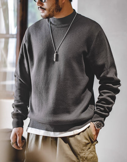 American Casual Half Turtleneck Pullover Warm Knitted Men's Sweater - Harmony Gallery