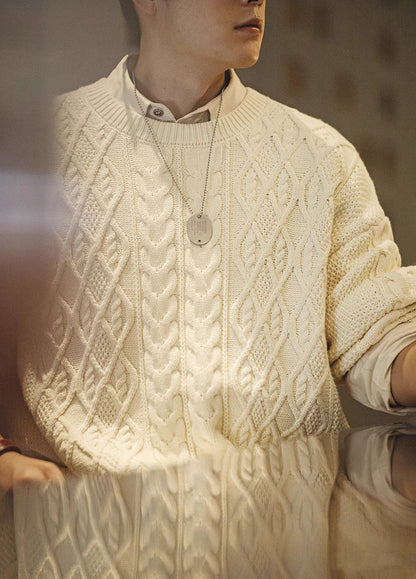 American Retro Woven Twisted Alan Loose Lazy Fisherman Men's Sweater - Harmony Gallery