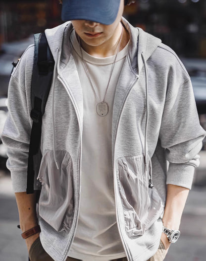 American Casual Air Layer Cardigan Patchwork Pocket Sports Men's Jacket - Harmony Gallery